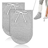 2 PCS Cast Sock Cover for Foot, Cast Cover for Foot, Leg Cast Cover, Adjustable Drawstring Foot Cast Cover for Men and Women (Grey)