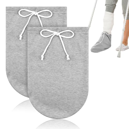 2 PCS Cast Sock Cover for Foot, Cast Cover for Foot, Leg Cast Cover, Adjustable Drawstring Foot Cast Cover for Men and Women (Grey)