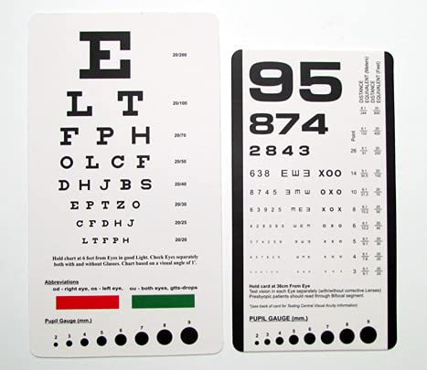 Near Vision Rosenbaum and Snellen Pocket Eye Chart