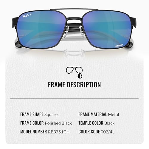 Image of Ray-Ban RB3751CH CHROMANCE POLARIZED Square-Round Shape Sunglasses for Men & Women with Official Eyewear Kit