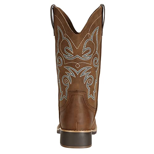 J's.o.l.e Women's Square Toe Fashion Western Boots Brown Us Size 9.5 #TOP5