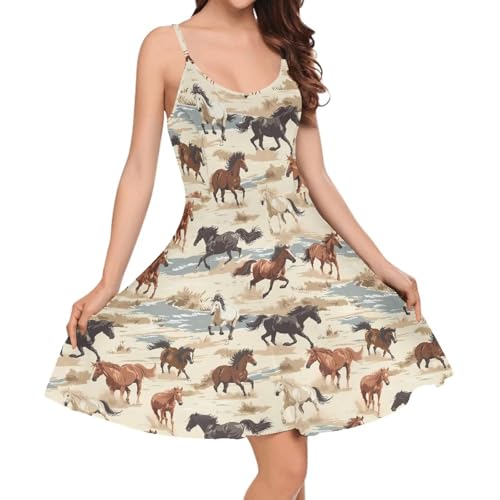 Image of Biyejit Women Casual Loose Dress Strap Long Summer Beach Swing Dress
