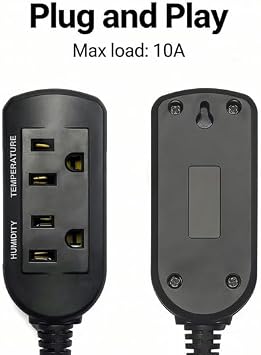 DHTC-1011 Temperature Humidity Controller, Dual Relay for Heating/Cooling & Humidify/Dehumidify, 10A 110V Plug & Play