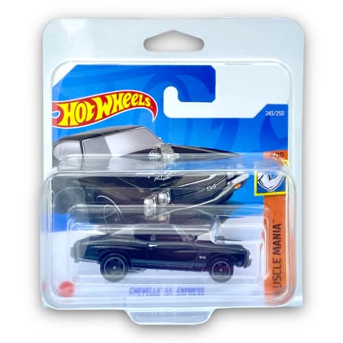 Hot Wheels Chevelle SS Express (negro) 8/10 Muscle Mania 2022 - 243/250 (tarjeta corta) - Viene en una funda protectora KLAS para coleccionistas - HCV18, HW0238