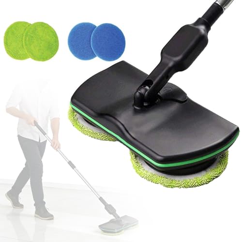 Mopa eléctrica inalámbrica Recargable,Mopa Pulidora Barredora con 2 Almohadillas Microfibra y 2 Almohadillas Pulido,Limpiador de Suelos para el hogar con Mango Ajustable