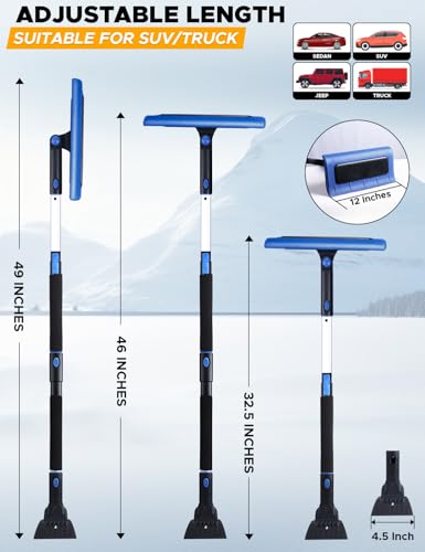 Image of EcoNour 49 inch Snow Broom with Ice Scraper for Car Windshield & Windows