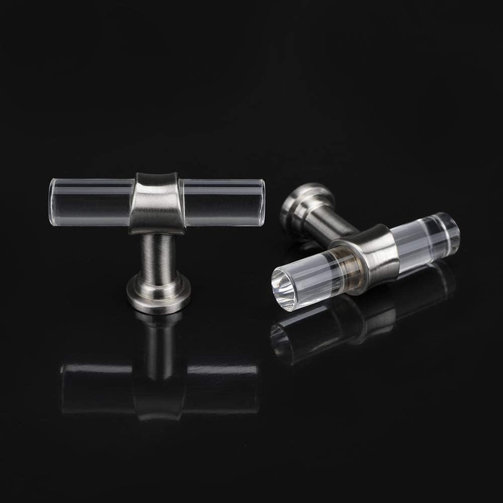 homdiy Crystal Cabinet Knobs Brushed Nickel Drawer Knobs (10 Pack) - HD9165SNB Cabinet Hardware Acrylic Knobs Single Hole Knobs for Dresser Drawers