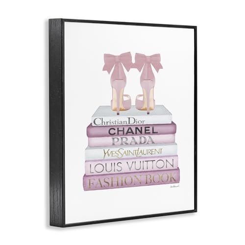 Image of Stupell Industries 'Pastel Pink Heels & Books', Framed Giclee Art, Black, 16 x 20 Inches, Easy to Hang and Sturdy, Made in USA, by Amanda Greenwood
