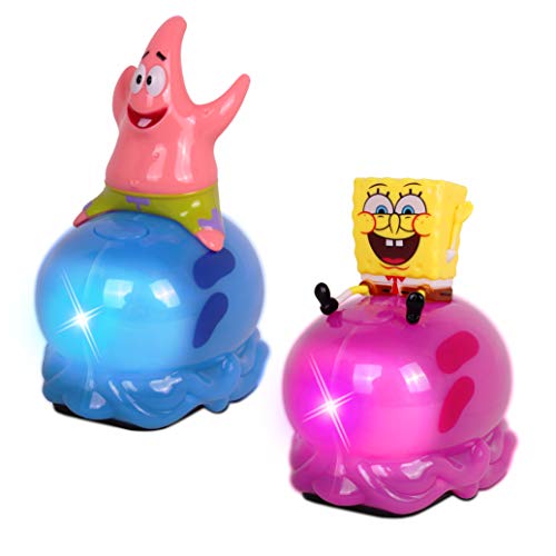 SpongeBob SquarePants Luces y sonidos alimentados por fricción, 2 unidades, Bob Esponja y Patricio, ilumina y reproduce efectos de sonido/música, creado en celebración de 20 años en el aire, gran