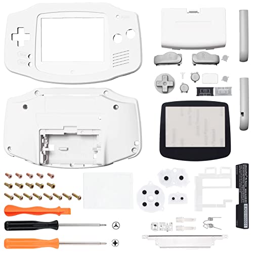 Image of IPS Ready Upgraded eXtremeRate White Replacement Shell Full Housing Cover & Black Screen Lens for Gameboy Advance - Compatible with Both IPS & Standard LCD - Without Console & IPS Screen