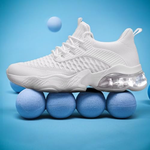 Mevlzz Mens Air Cushion Running Shoes Breathable Tennis Fashion Sneakers Non Slip Workout Casual Sport Gym Trail Comfortable Walking Shoes White by Mevlzz - Used condition - Image 2