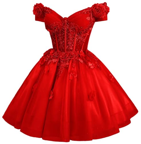Image of Zhangyo Sparkly Tulle Homecoming Dresses for Teens Off Shoulder DAMA Dress