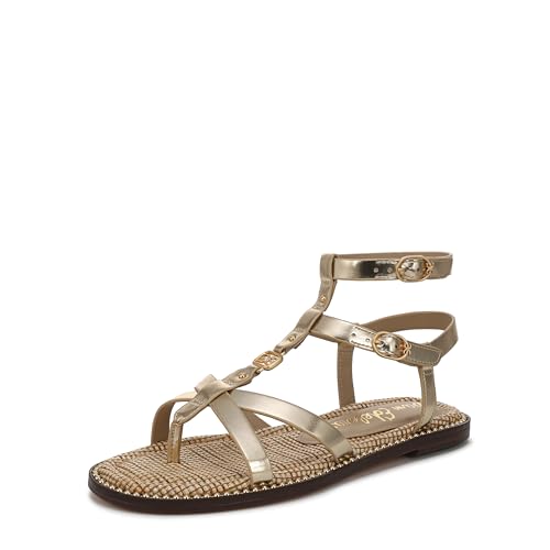 Sam Edelman Women's Teeni Flat Sandal, Amber Gold, 11