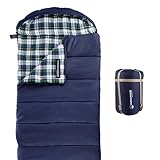 Sleeping Bag – 32F Rated XL 3 Season Envelope Style with Hood for Outdoor Camping, Backpacking and Hiking with Carry Bag by Wakeman Outdoors (Navy)