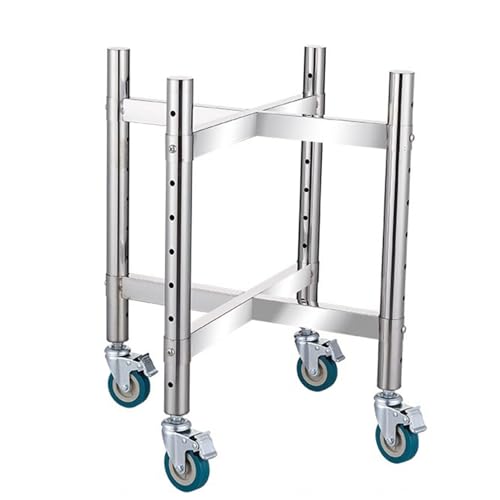 Robuster Edelstahl-Trolley mit verstellbarer Höhe und Rollen für einfache Mobilität – ideal für Wein, Mahlzeiteneimer, Fritteusenfett und Wasserkrug