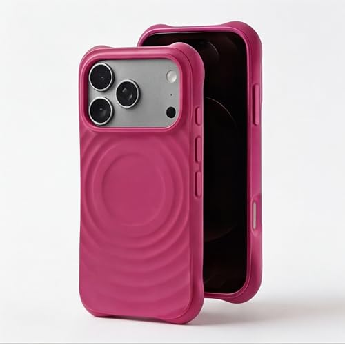 Image of amazon basics Shockproof Case for iPhone 17 Pro Max | Ripple Pattern | Camera Protection | Protective Cover with Enhanced Grip & Wireless Charging Support - Maroon Red