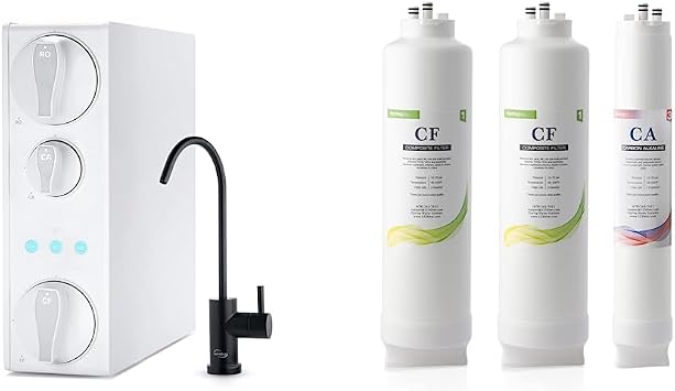 iSpring RO500AK-ORB Tankless RO Reverse Osmosis Water Filtration System, 500 GPD Fast Flow, Oil Rubbed Faucet, 21 Pure to Drain Ratio, White & F3-RO500AK 1-Year Replacement Filter Pack