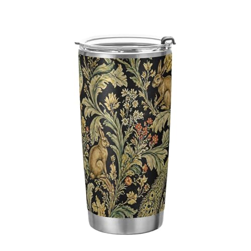 ALAZA William Morris Tumbler with Lids and Straws,Reusable Stainless Steel Vacuum Insulated Tumbler Cup,Iced Coffee Travel Mug Water Bottle 20oz(590ml) 48