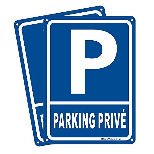 BlazeVideo 2X Aluminium Panneau - Place de Parking Privée, Parking PRIVÉ, Blue 180 * 250mm Cover
