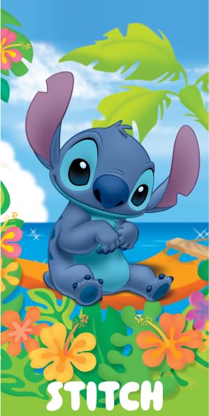 Disney Marvel Toalla de Playa Infantil 70x140 cm – Microfibra de Secado Rápido – Varios Diseños Oficiales Mickey, Minnie, Stitch, Frozen, Avengers y Spider Man (Stitch 13086)