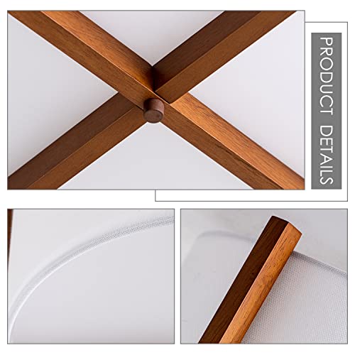 Viluxy Semi-Flush Mount Ceiling Light Fixture With Wood And Off-White Fabric Drum Shade Modern Chandelier For Bedroom, Dining Room, Corridor, Living Room 4-Light #TOP6