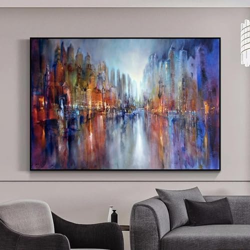 Affiches abstrait ville paysage mural pour créer une ambiance cosy de salon moderne
