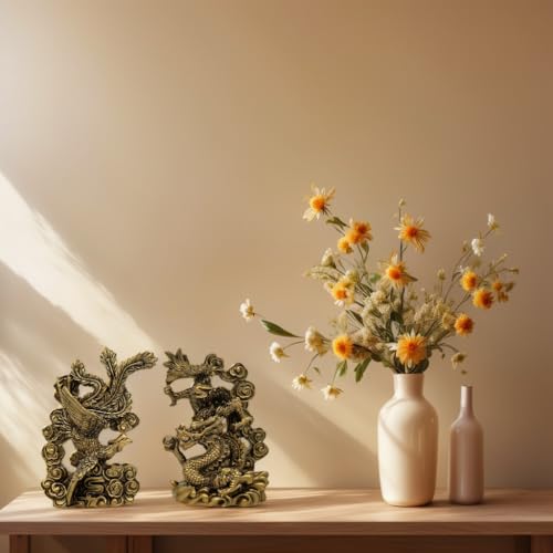 Estatua Feng Shui Dragón y Fénix decoración hogar miniatura 6