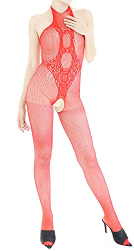 Combinaison Resille Ouverte - Lingerie Ultra Élastique - Rouge - 40-75 kg Cover