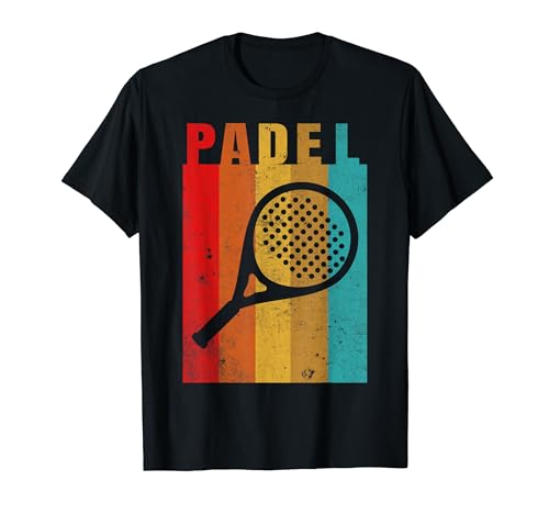 Disegno con scritta vintage padel con una racchetta da paddle