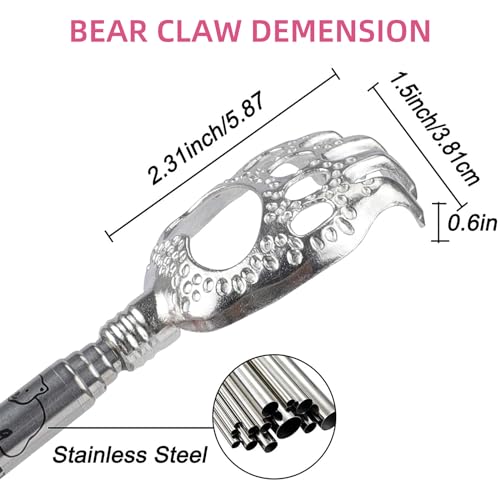 Image of WOVTE Bear Claw Extendable Pink Back Scratcher for Women 2Pack, Stocking Stuffers for Men Women Adults, Mothers Day Fathers Day Birthday Christmas Gifts for Men Women Mom Dad Husband