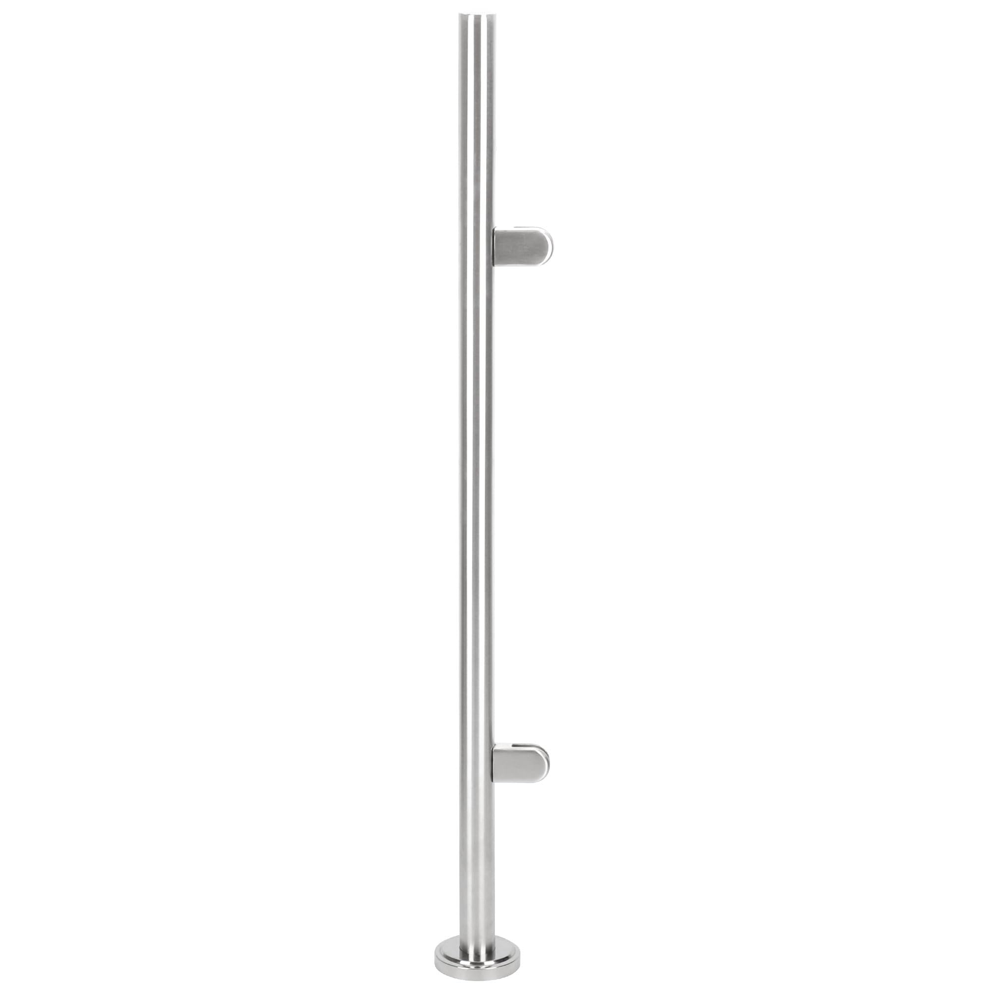 aleawol Postes de balaustrada de acero inoxidable de 110 cm, poste de extremo de balaustrada de vidrio con abrazaderas y gomas, postes de balaustrada de vidrio de aterrizaje de escalera para vidrio de
