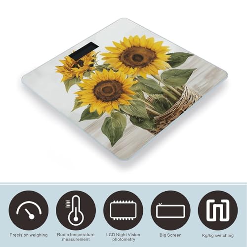 Báscula digital de baño Alluring Sunflowers 26x26 cm miniatura 3