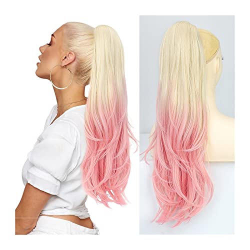 Ponytail Extension 26inch Long Wavy Drawstring Ponytail Multi-layered Synthesic Clip
