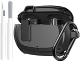 Compatible with Beats Studio Buds/Buds+ Case Cover 2021/2023, [Secure Lock] Cool Beats Studio Buds Plus Protective Shell Men Women with Keychain for New Beats Studio Ear Buds Case - Black[CASE ONLY]