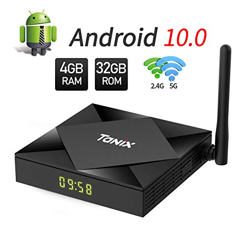 Android 10.0 TV Box, 4GB RAM 32GB ROM Android TV Box 10.0, H616 Quad Core Mali-G3 MP2 GPU 2.4GHz/5GHz Dual WiFi Smart Android Box 4K 3D Bluetooth 100M LAN Ethernet HDMI