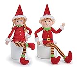 OULAIZ Posable Plush Elf Doll Elves Set of Boy Elf and Girl Elf with Bendable Arms and Legs Fun Christmas Decoration