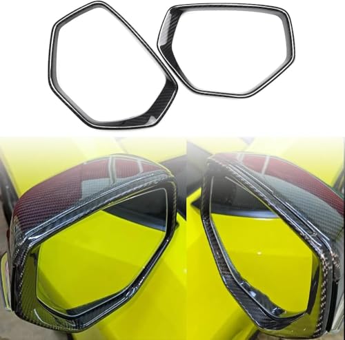 Image of Jogon Carbon Fiber Rearview Eyebrow Frame Cover Trim for Corvette C8 Z06 Z51 Stingray HTC Coupe 2020 2021 2022 2023 2024 Exterior Side Mirror Cover Decorative Frame