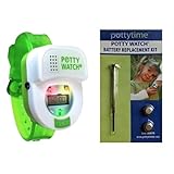 Potty Time: The Original Potty Watch | Water Resistant | Toddler Toilet Training Aid, Warranty Included (Automatic Timers with Music for Gentle Reminders), Green + Battery Kit