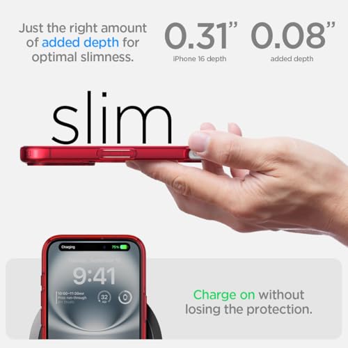 Image of Spigen for iPhone 16 Case, Ultra Hybrid [No Magnet Ring][Anti-Yellowing] - Red Crystal