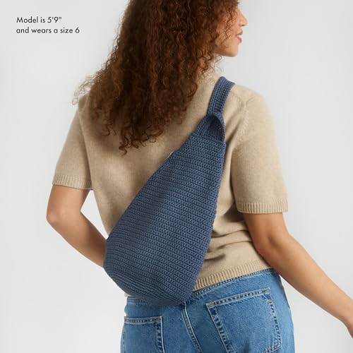 The Sak Geo Sling Backpack in Crochet, Single Sling Shoulder Strap, Maritime2