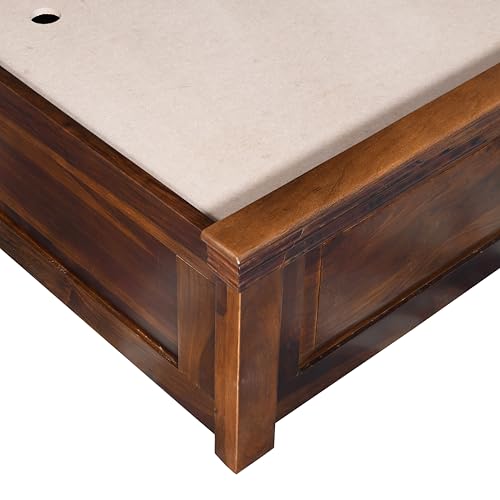 Image of EXCEL HOME EXCEL International Siska Solid Sheesham Wood Queen Size Bed with Buid in Storage | Wooden Double Bed Box Storage for Bedroom | Rosewood, Teak Finish