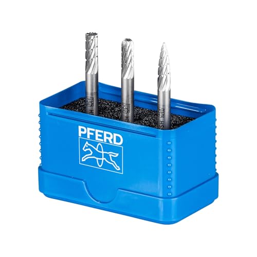 PFERD TOOLS HSS-Frässtift Set, 3-tlg. | Zahnung 3, Ø 6mm, Schaft-ø 6mm | 22900810 – universell...