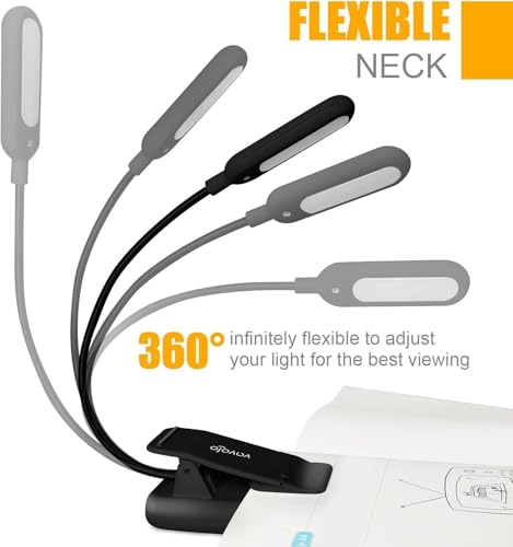 Image of VAVOFO Clip On Rechargeable Reading Light, 7 LEDs with 3 Colortemperature 9 Brightness Levels Book Lights for Reading in Bed with Power Indicator for Bookworms (2 Pack Black)
