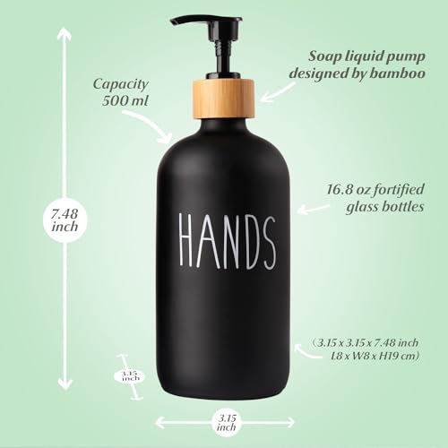 Image of LOOCHICA Black Glass Kitchen Soap Dispenser, Detergent Dispenser or Hands Soap Dispenser for Kitchen Sink, Black Soap Dispenser, Modern Farmhouse Decor Dish Soap Pump for Kitchen Organization