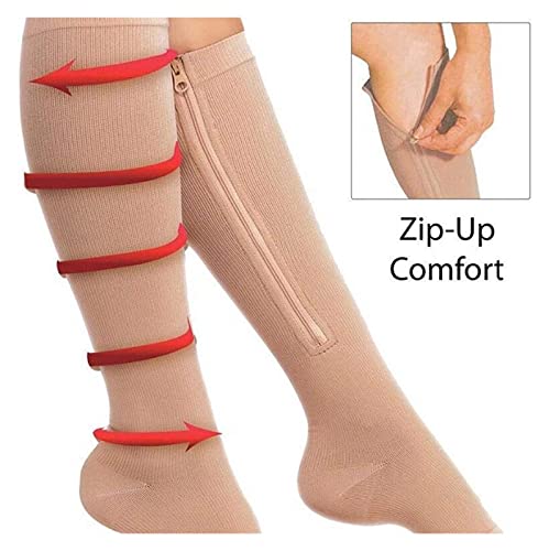 Meias Meias De Compressão Com Zíper, Meia De Compressão De Joelho Aberto Alta Com Zíper Meia (Color