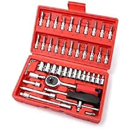 krupasadhya 46 in 1 Pcs Tool Kit & Screwdriver and Socket Set Multi Purpose Combination Tool Case Precision Socket set - Quick Ratchet Spanner Handle Tool for Automobile Repair