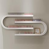 TPTBON 2pcs U-Shaped Elegant Wall-Mounted Wooden Nail Polish Display Rack, Organizer, Large Capacity for Home and Salon Use(White,Without Light)