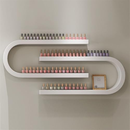 TPTBON 2pcs U-Shaped Elegant Wall-Mounted Wooden Nail Polish Display Rack,