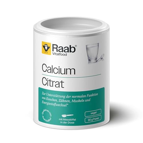 Raab Vitalfood Calcium-Citrat Pulver, 90 g, vegan, gut zu dosieren, Sportler, Unterstützung von Muskeln & Knochen, Elektrolyt-Haushalt