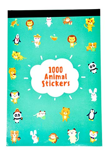 Fidelium Favors 1000 Animal Stickers for Kids, Teachers, Rewards Or Scrapbooking - Sticker Book Includes 25 Tear Away Sticker Sheets with Over 240 Unique Designs of Kawaii Cute Animal Stickers